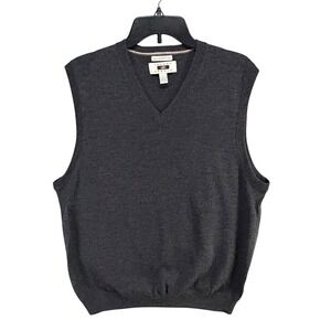 Joseph Abboud Extra Fine Merino Wool Sweater Vest Mens XL Charcoal Gray Preppy
